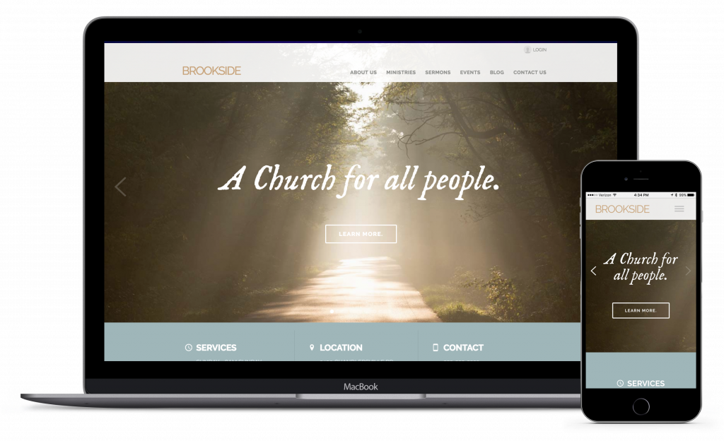 a church for all website on laptop and mobile phone