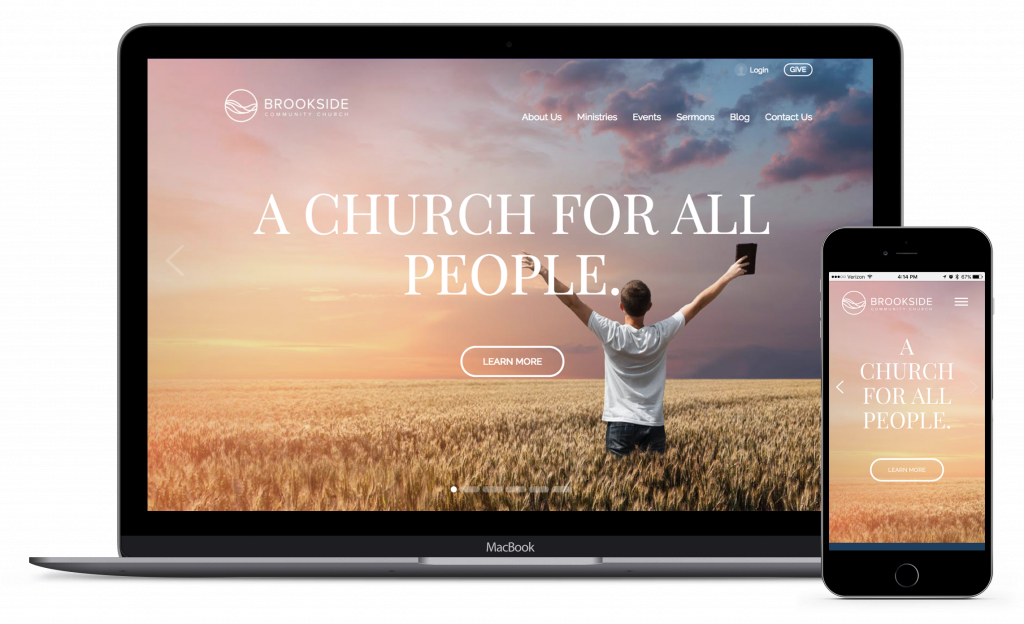 a church for all website on laptop and mobile phone