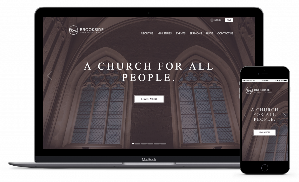 a church for all website on laptop and mobile phone