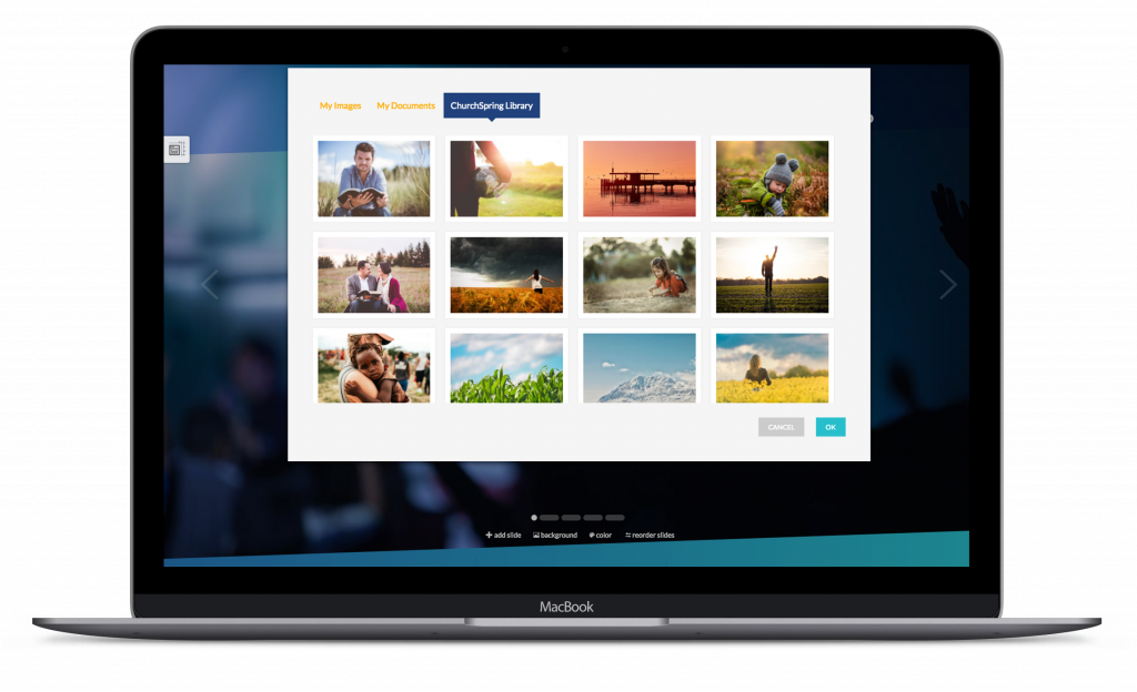 churchspring image library on laptop screen