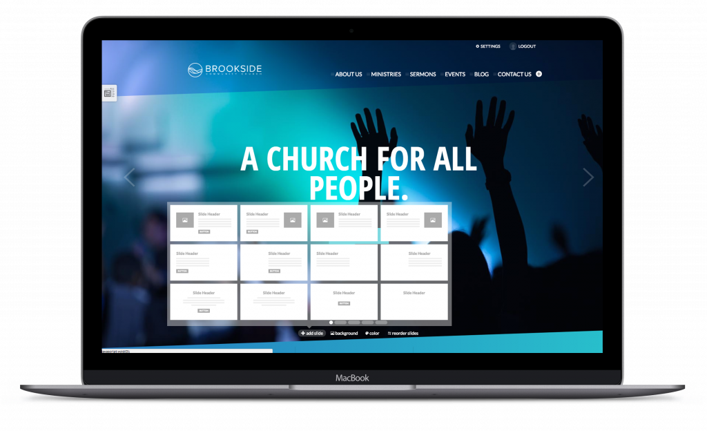 a church for all website on laptop 