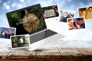 laptop with Christmas photos