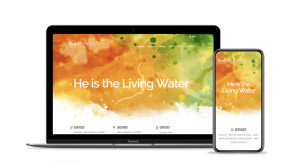 laptop and iphone screen with text He is the Living water