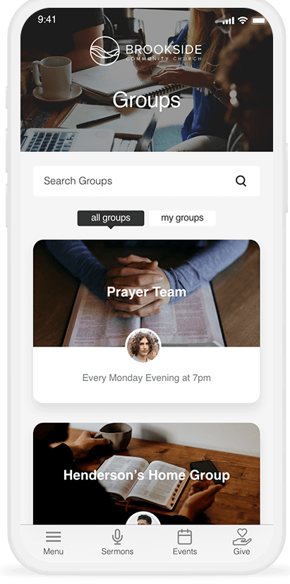 groups mobile screenshot