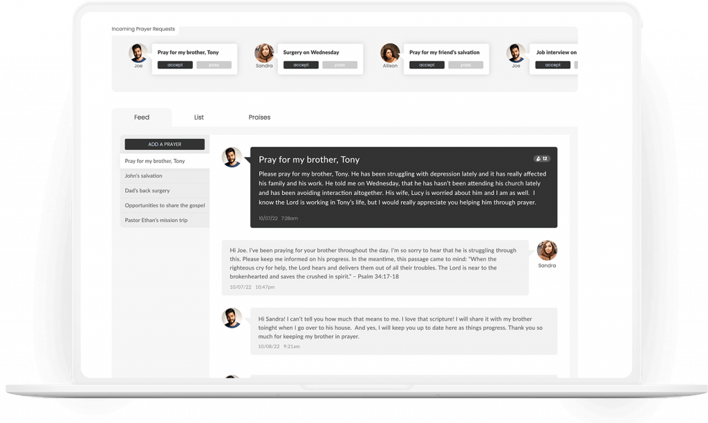 screenshot of conversations from laptop