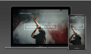 laptop and iphone with text worship the King