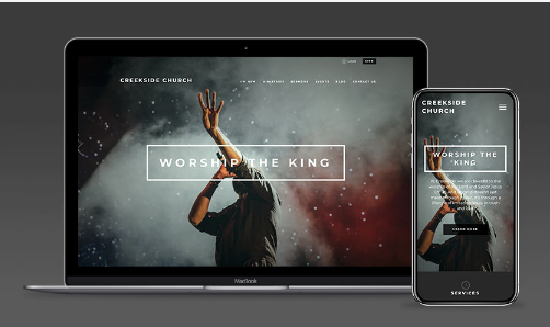 laptop and iphone with text worship the King