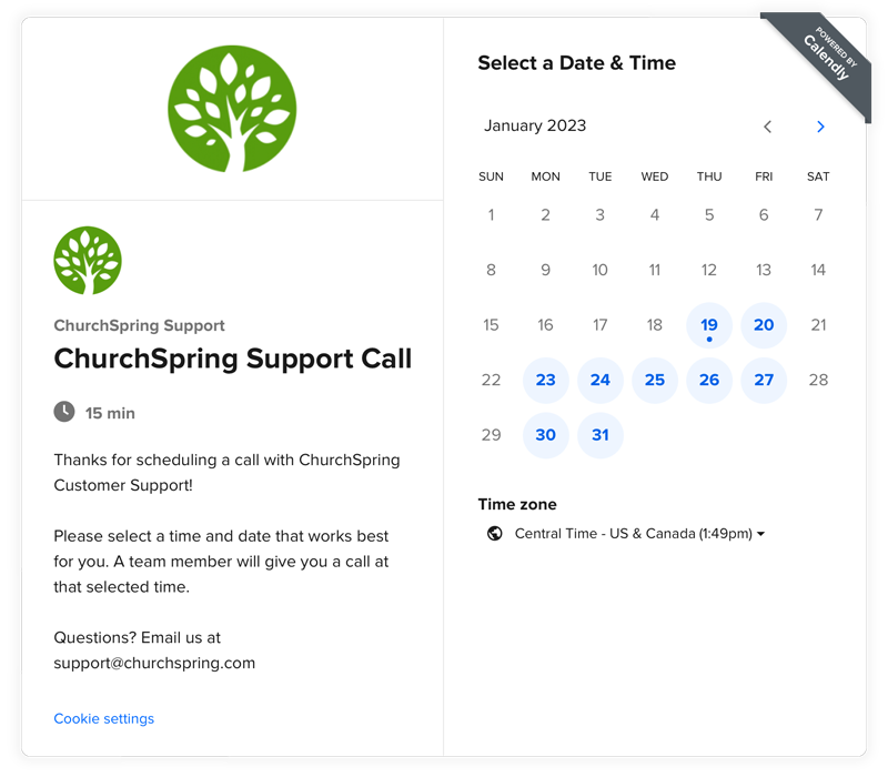 screenshot of support call