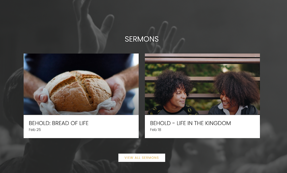 Sermons on a church website home page