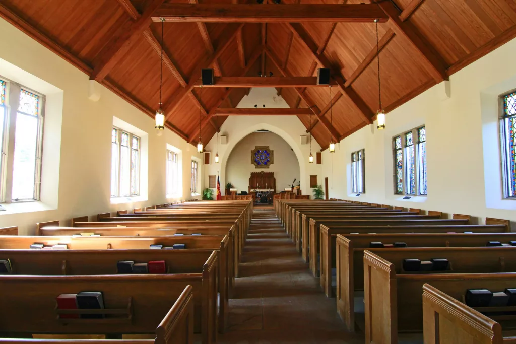 Stone Chapel with wood ceiling