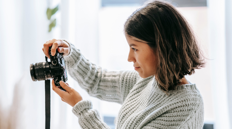 woman taking photo
