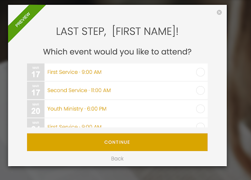 ChurchSpring Plan Your Visit Last Step popup