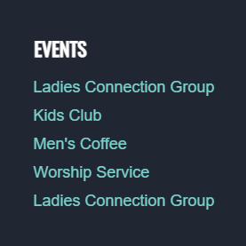 Events footer section