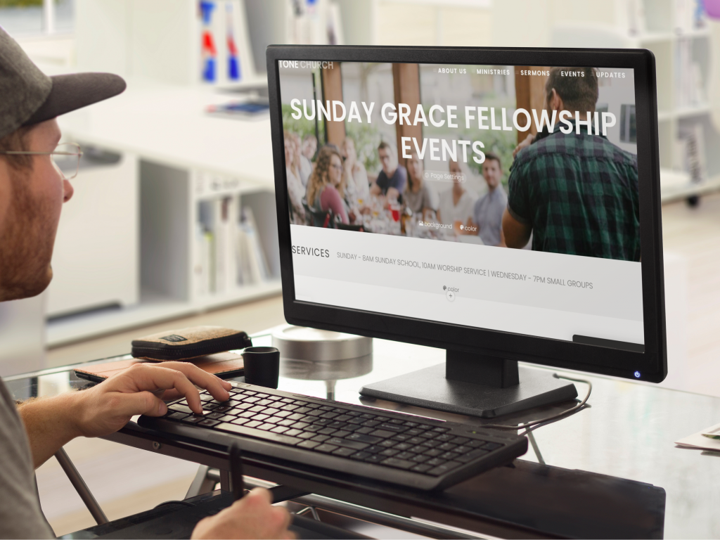 computer desktop churchspring event website