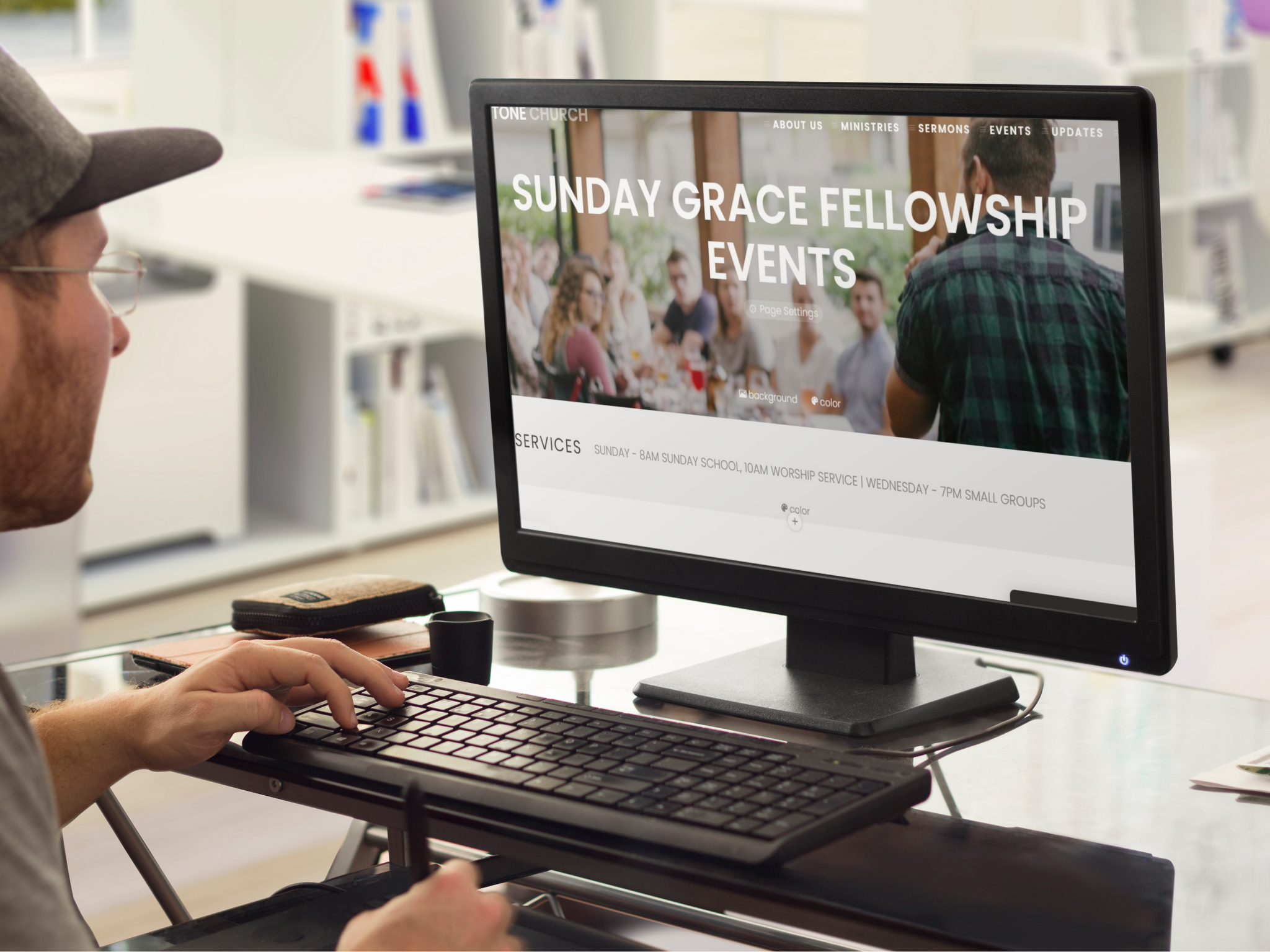 computer desktop churchspring event website