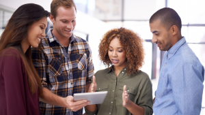 people looking at the laptop