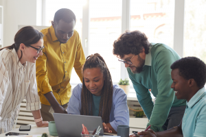 team working on a project