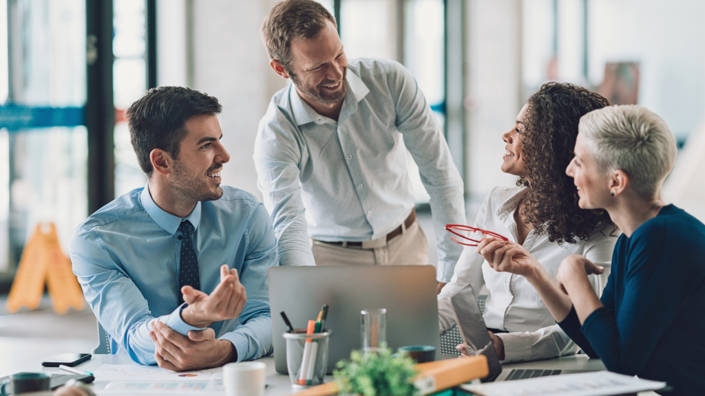 teammates discussing about work