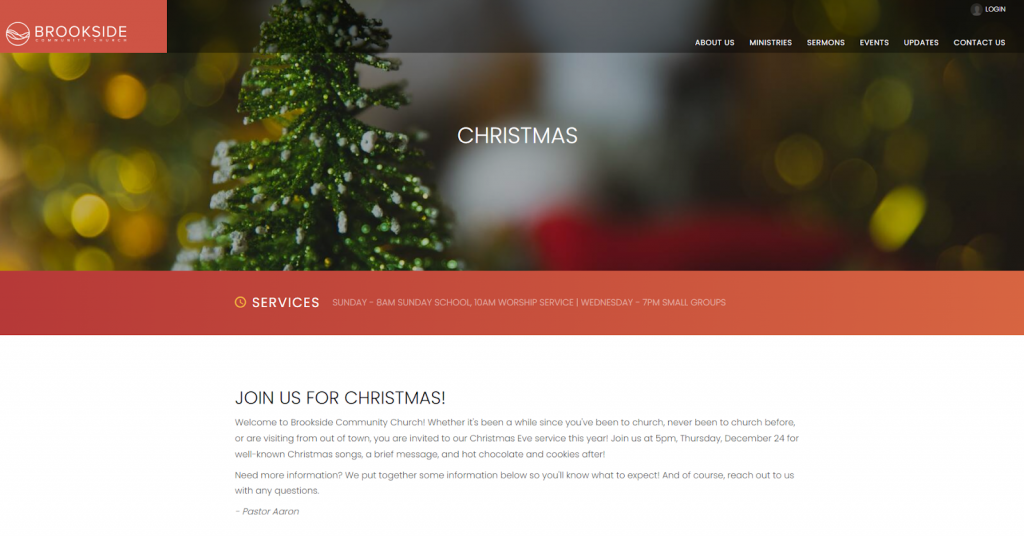 brookside Christmas page screenshot