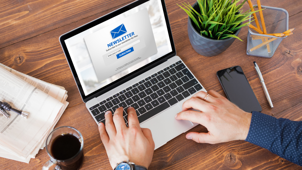 Man Subscribing to Weekly Newsletter Online