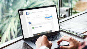 hands on laptop woking churchspring social scheduler