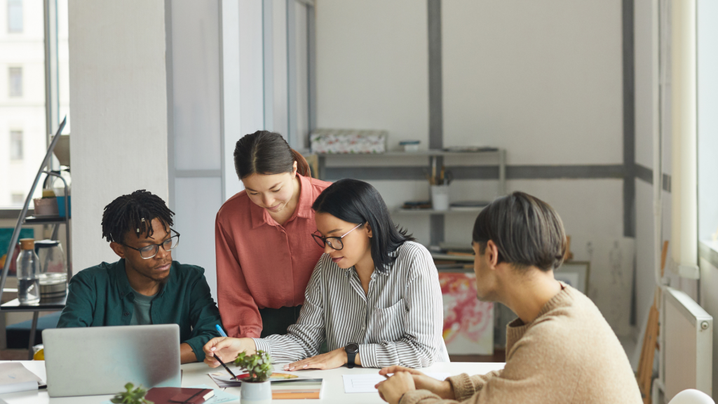 People meeting with laptop on the table