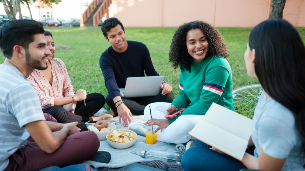 group having a picnic