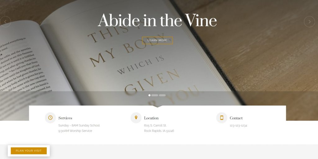 abide in the vine screenshot homepage