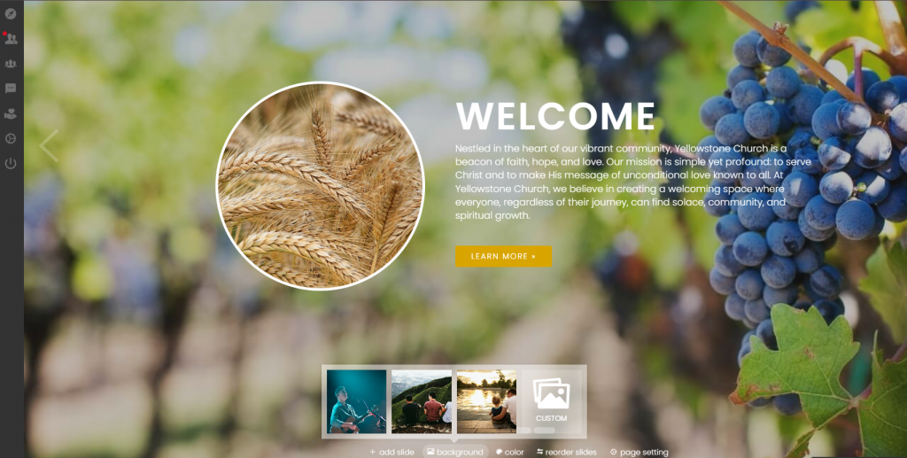 welcome page screenshot